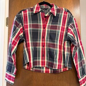 J. Crew cropped Plaid Shirt